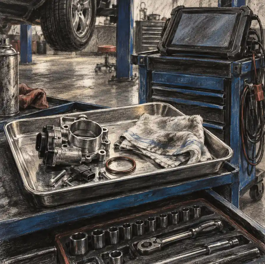 Illustration of auto repair shops equipment and workspace