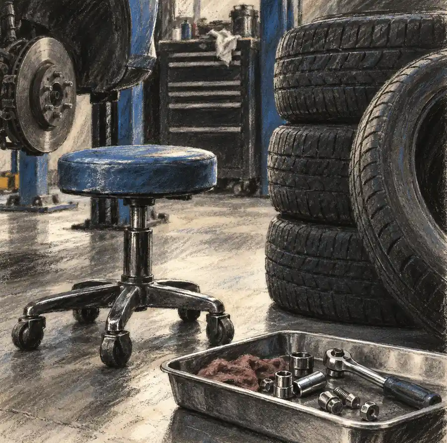 Illustration of auto repair shops equipment and workspace